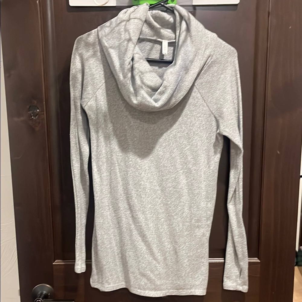 Gray Cowl Neck Long Sleeve Top